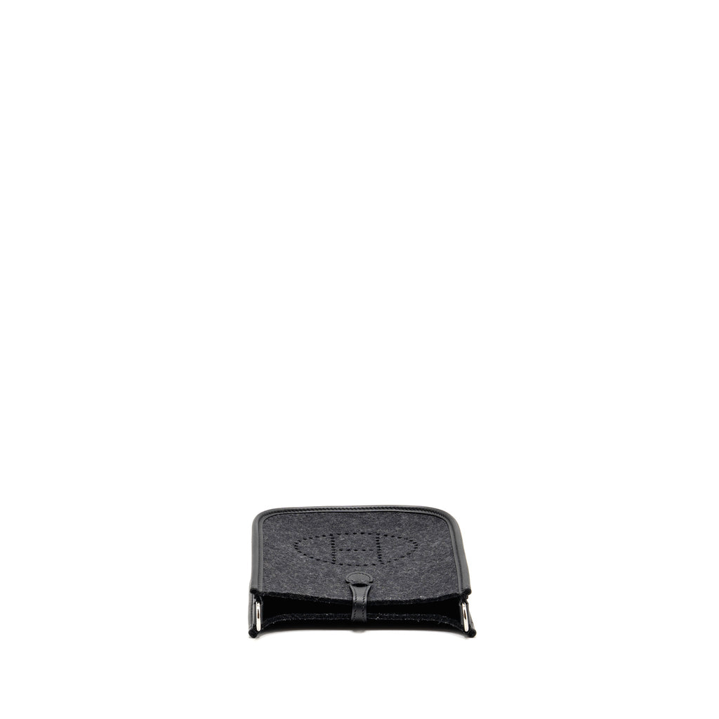 HERMES MINI EVELYNE FEUTRE/SWIFT/SANGLE WOOL GRAPHITE/BLACK SHW
