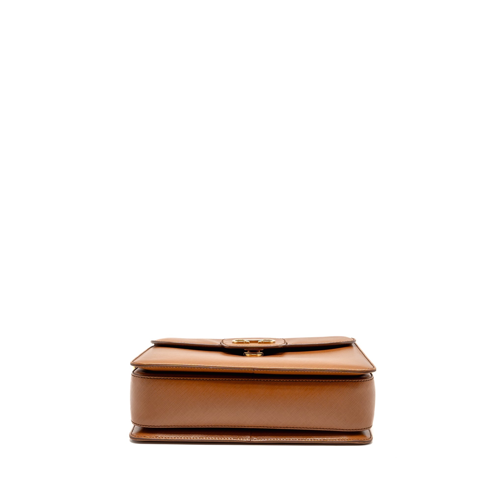 SALVATORE FERRAGAMO TOP HANDLE GANCINI BAG CALFSKIN TAN GHW