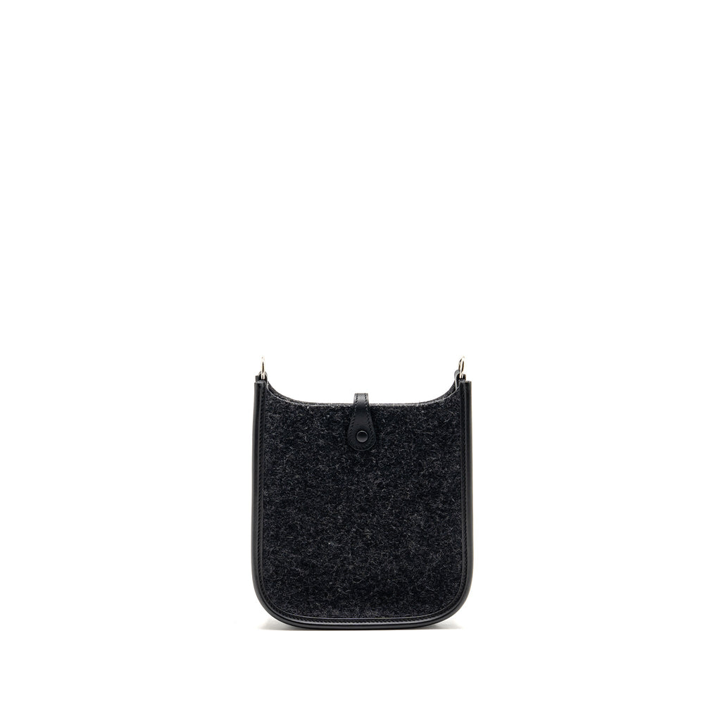 HERMES MINI EVELYNE FEUTRE/SWIFT/SANGLE WOOL GRAPHITE/BLACK SHW