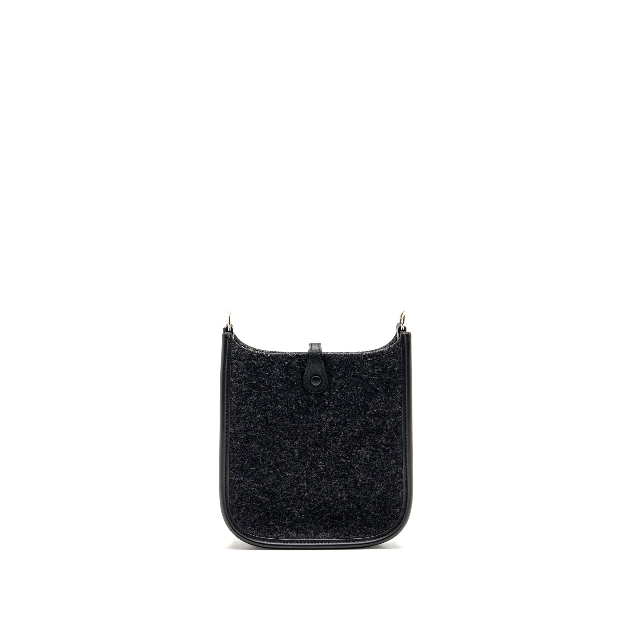 HERMES MINI EVELYNE FEUTRE/SWIFT/SANGLE WOOL GRAPHITE/BLACK SHW