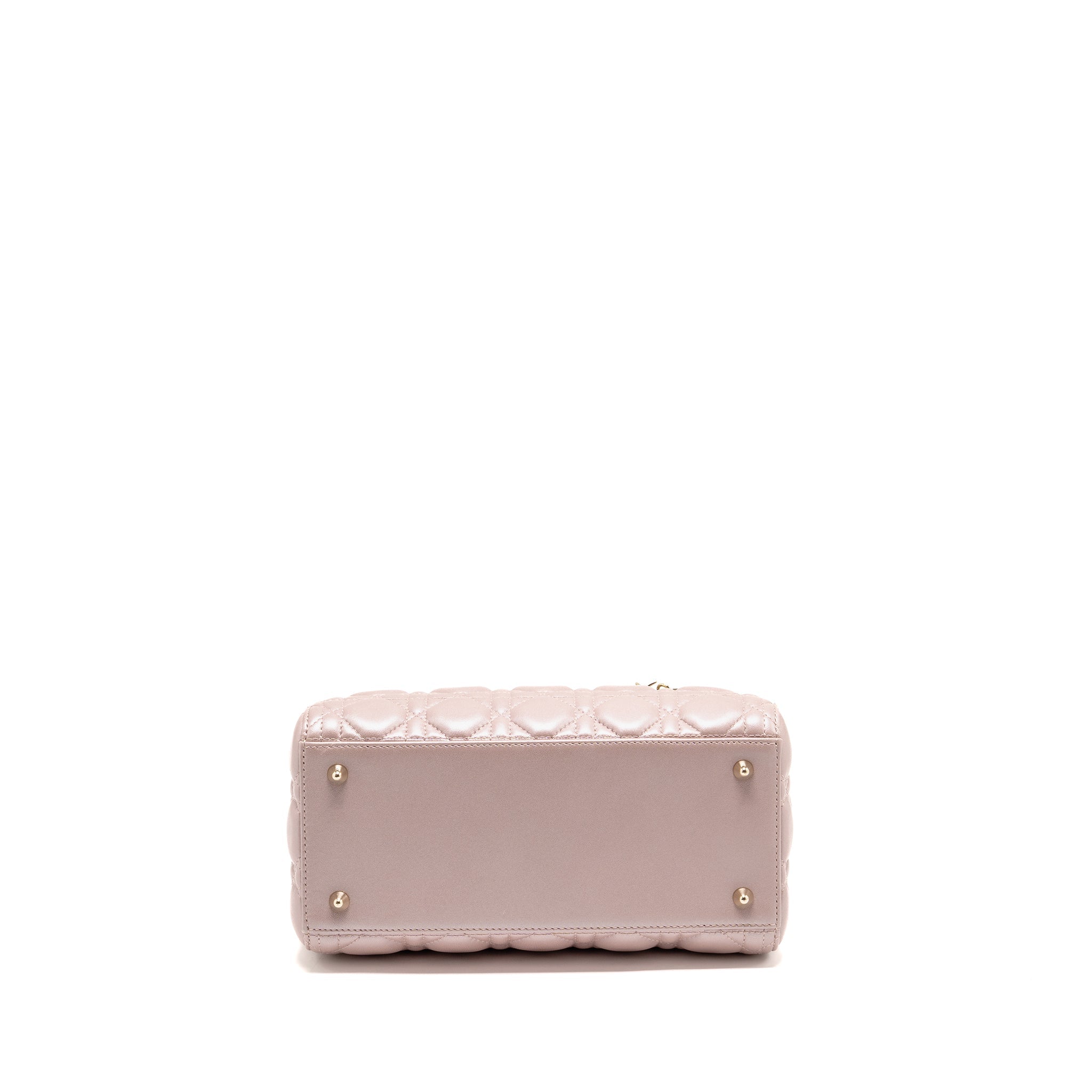 DIOR MEDIUM LADY DIOR LAMBSKIN IRIDESCENT PINK LGHW