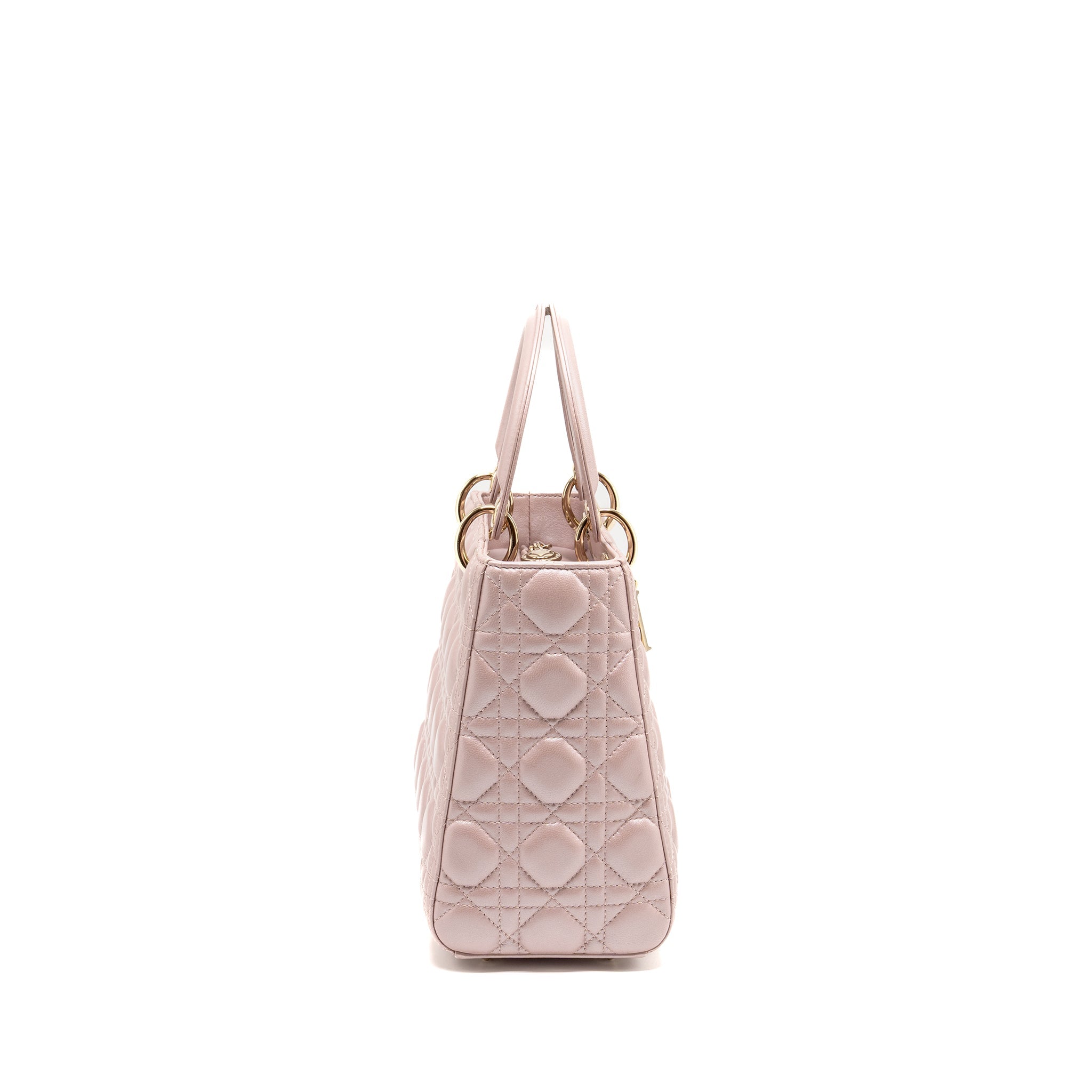 DIOR MEDIUM LADY DIOR LAMBSKIN IRIDESCENT PINK LGHW