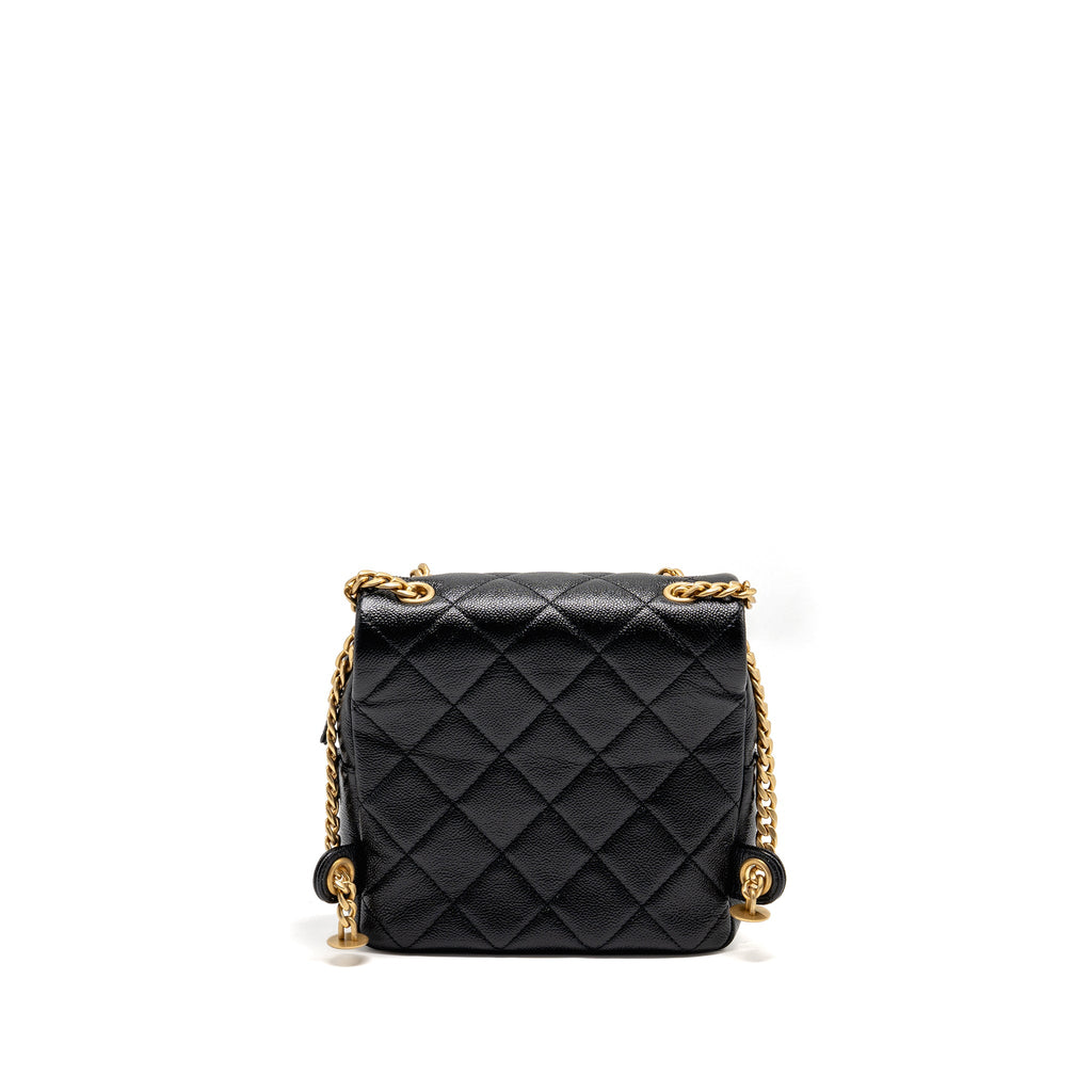 CHANEL QUILTED FLAP BACKPACK CAVIAR BLACK GHW (MICROCHIP)