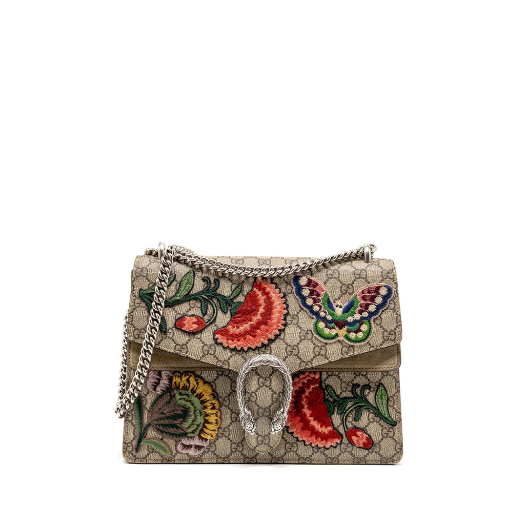GUCCI MEDIUM EMBROIDERED DIONYSUS SHOULDER BAG GG SUPREME CANVAS/LEATHER MULTICOLOUR SHW