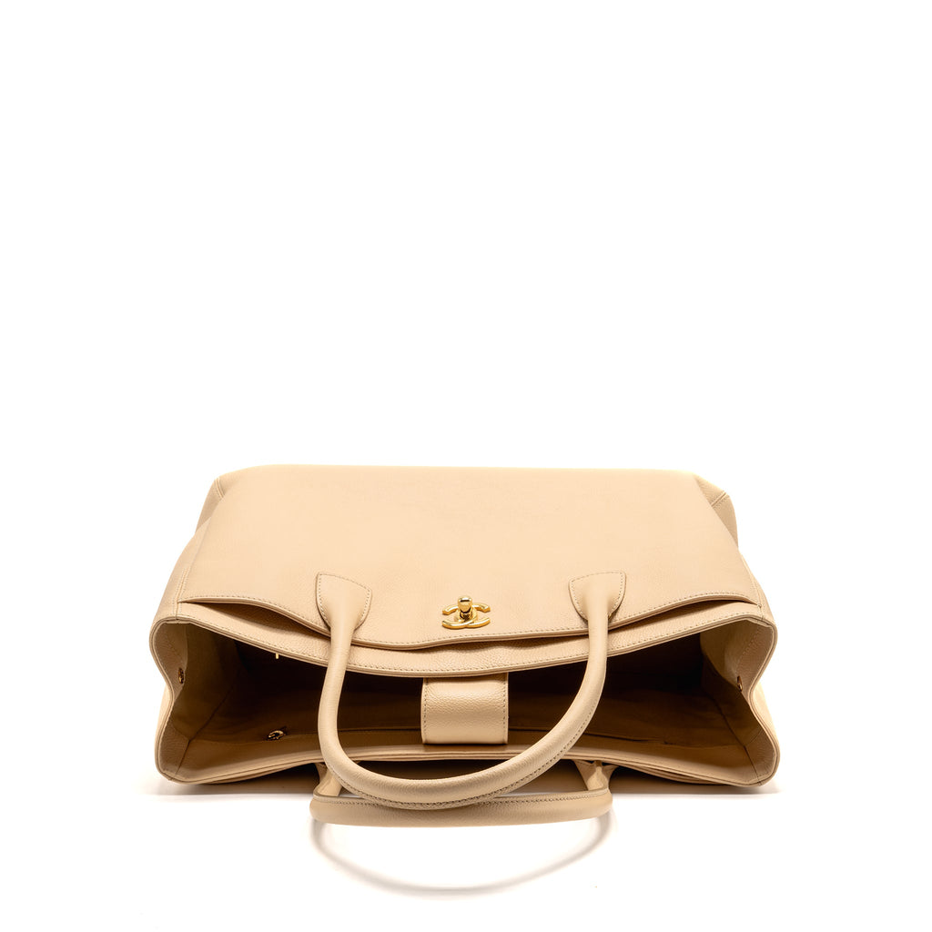 CHANEL CERF TOTE BAG CAVIAR BEIGE GHW