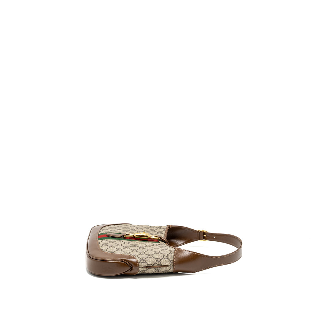 GUCCI JACKIE 1961 SMALL SHOULDER BAG GG SUPREME CANVAS/CALFSKIN BROWN/MULTICOLOUR GHW