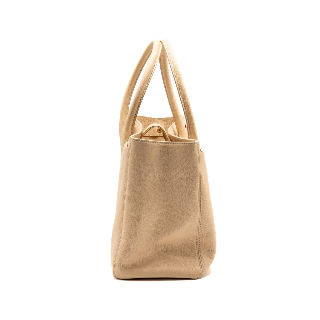 CHANEL CERF TOTE BAG CAVIAR BEIGE GHW