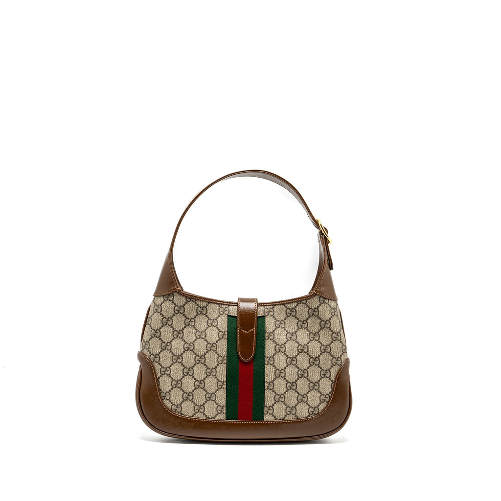 GUCCI JACKIE 1961 SMALL SHOULDER BAG GG SUPREME CANVAS/CALFSKIN BROWN/MULTICOLOUR GHW