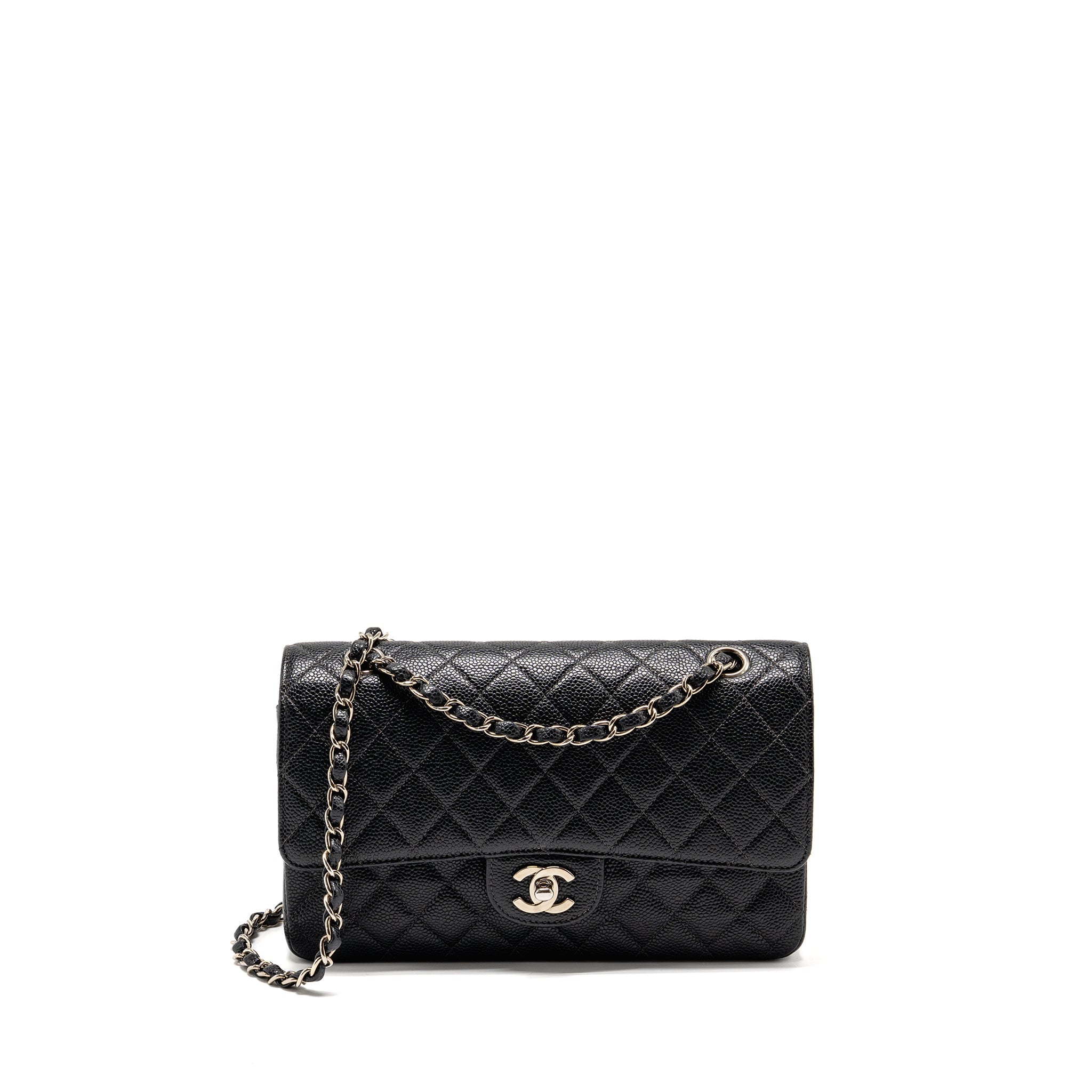 CHANEL MEDIUM CLASSIC DOUBLE FLAP BAG CAVIAR BLACK SHW