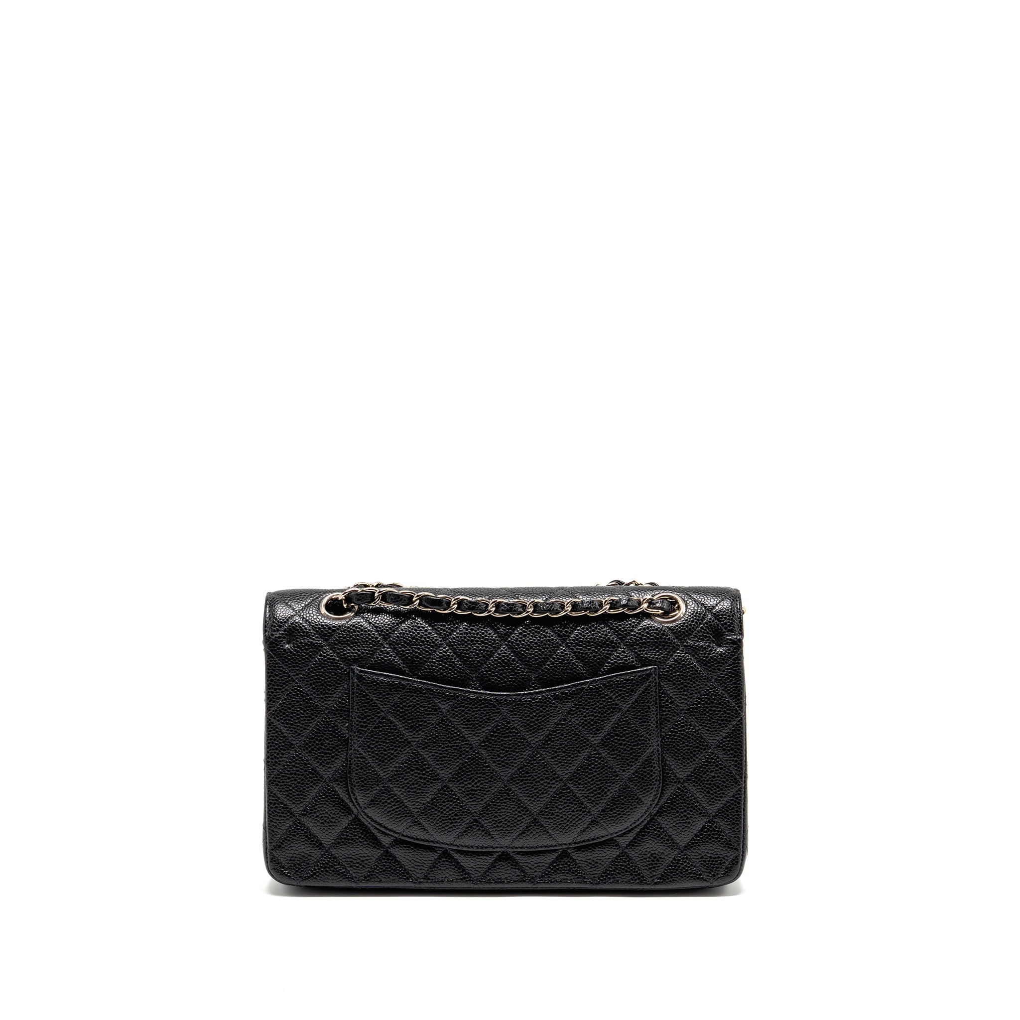 CHANEL MEDIUM CLASSIC DOUBLE FLAP BAG CAVIAR BLACK SHW