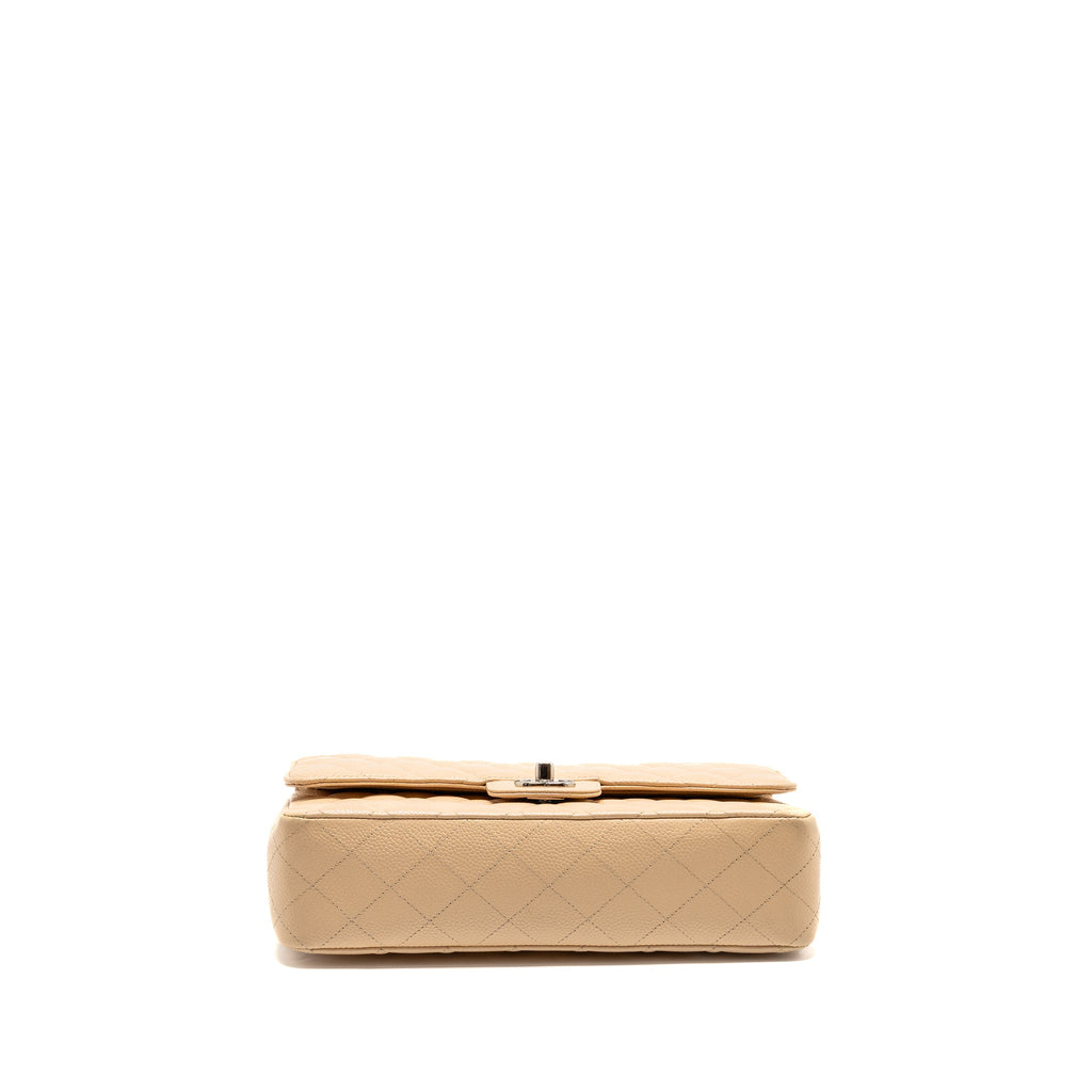 CHANEL MEDIUM CLASSIC DOUBLE FLAP BAG CAVIAR BEIGE SHW