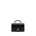 CHANEL TOP HANDLE MINI RECTANGULAR FLAP BAG LAMBSKIN BLACK LGHW (MICROCHIP)