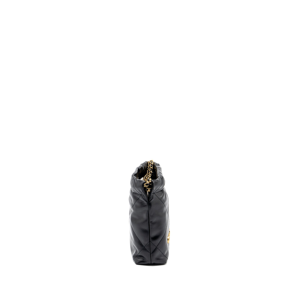 CHANEL MINI 22 BAG SHINY CALFSKIN BLACK GHW (MICROCHIP)