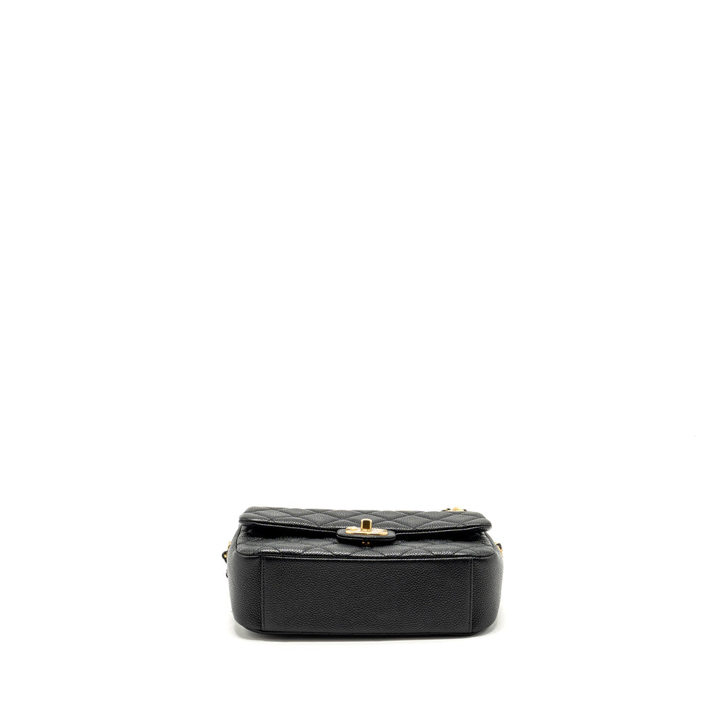 CHANEL 21A DETAILED CHAINS FLAP BAG CAVIAR BLACK GHW (MICROCHIP)