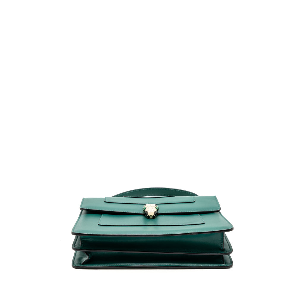 BVLGARI TOP HANDLE SERPENTI BAG CALFSKIN GREEN LGHW
