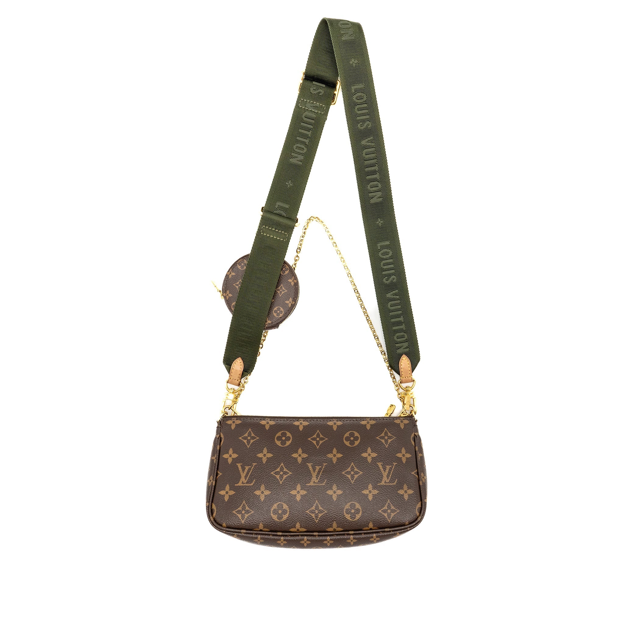 LOUIS VUITTON MULTI POCHETTE KHAKI STRAP MONOGRAM CANVAS GHW