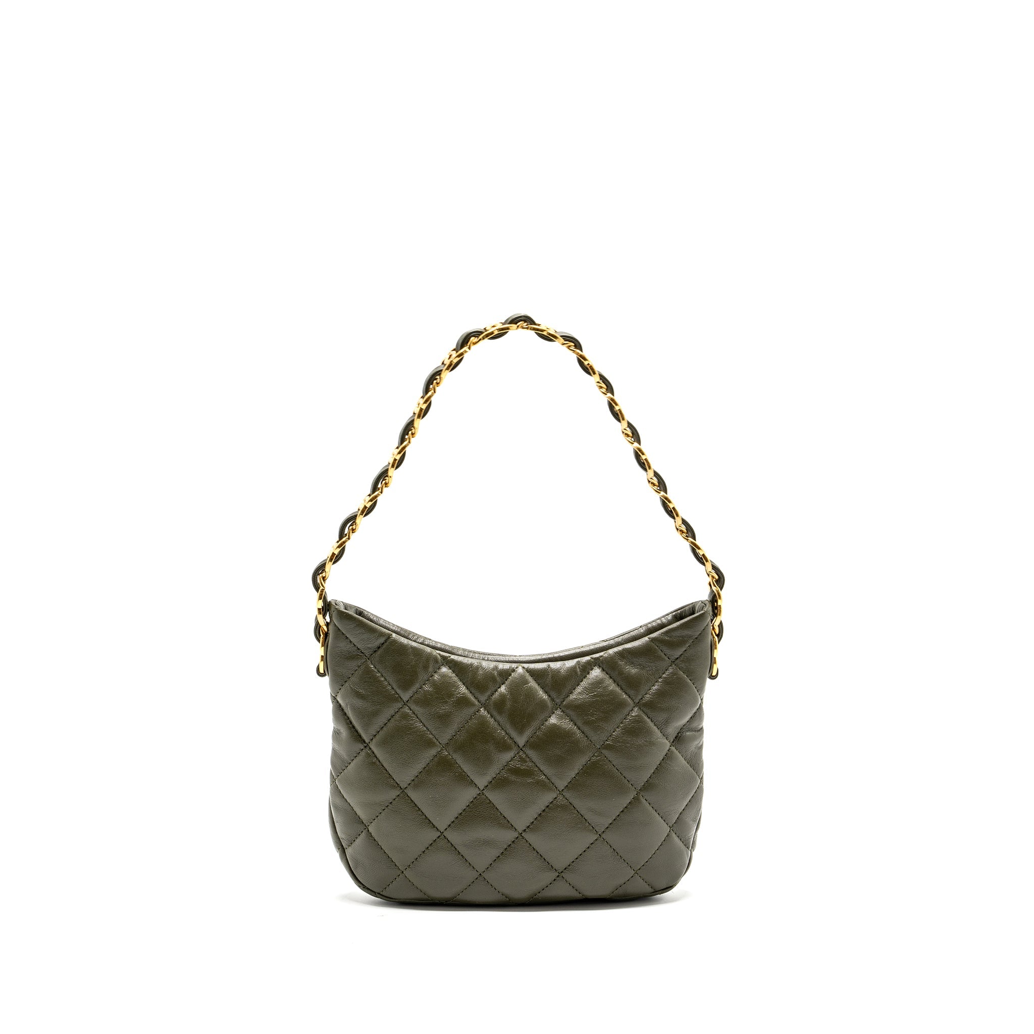 CHANEL 22K HOBO BAG LAMBSKIN GREEN GHW (MICROCHIP)