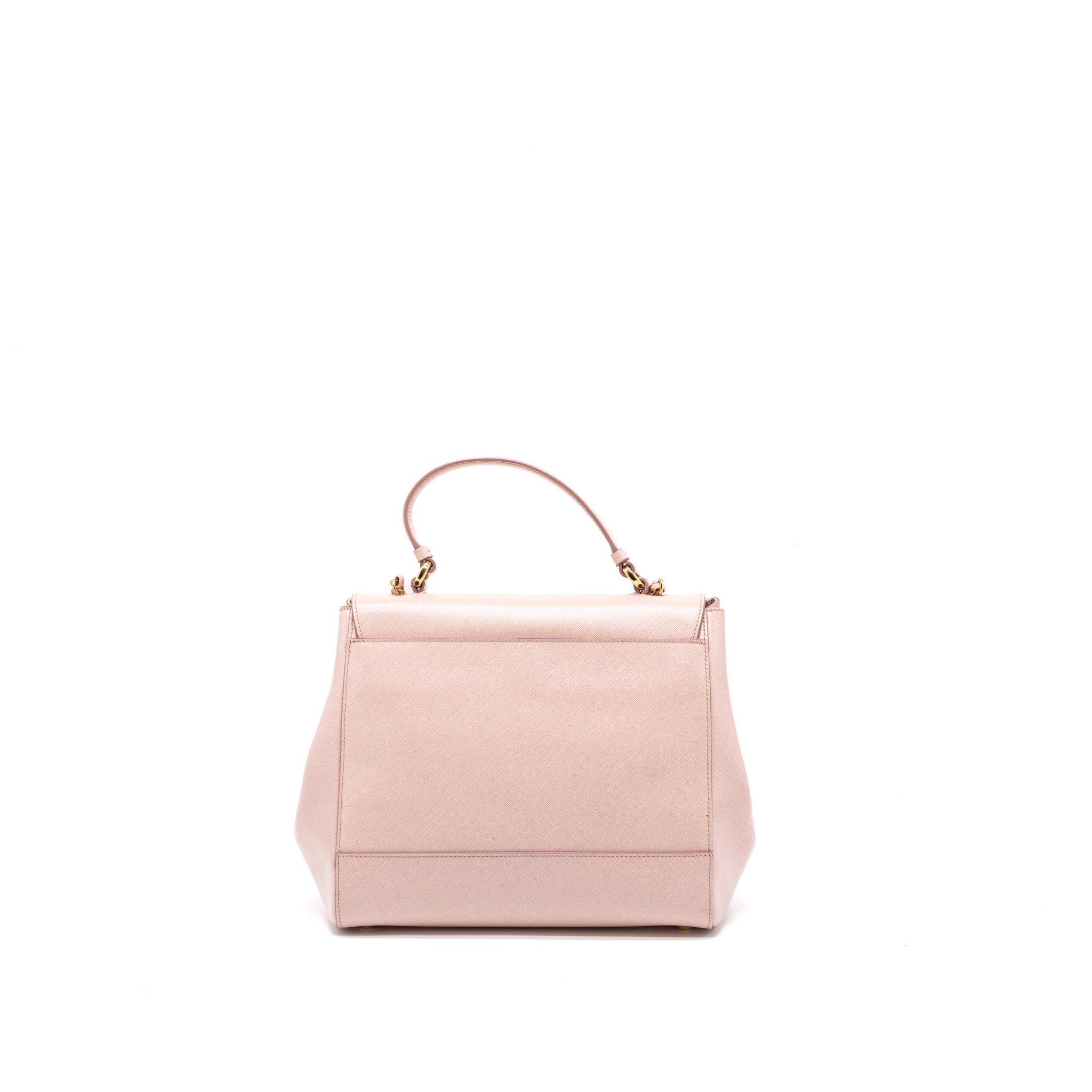 SALVATORE FERRAGAMO TOP HANDLE FLAP BAG CALFSKIN LIGHT PINK GHW