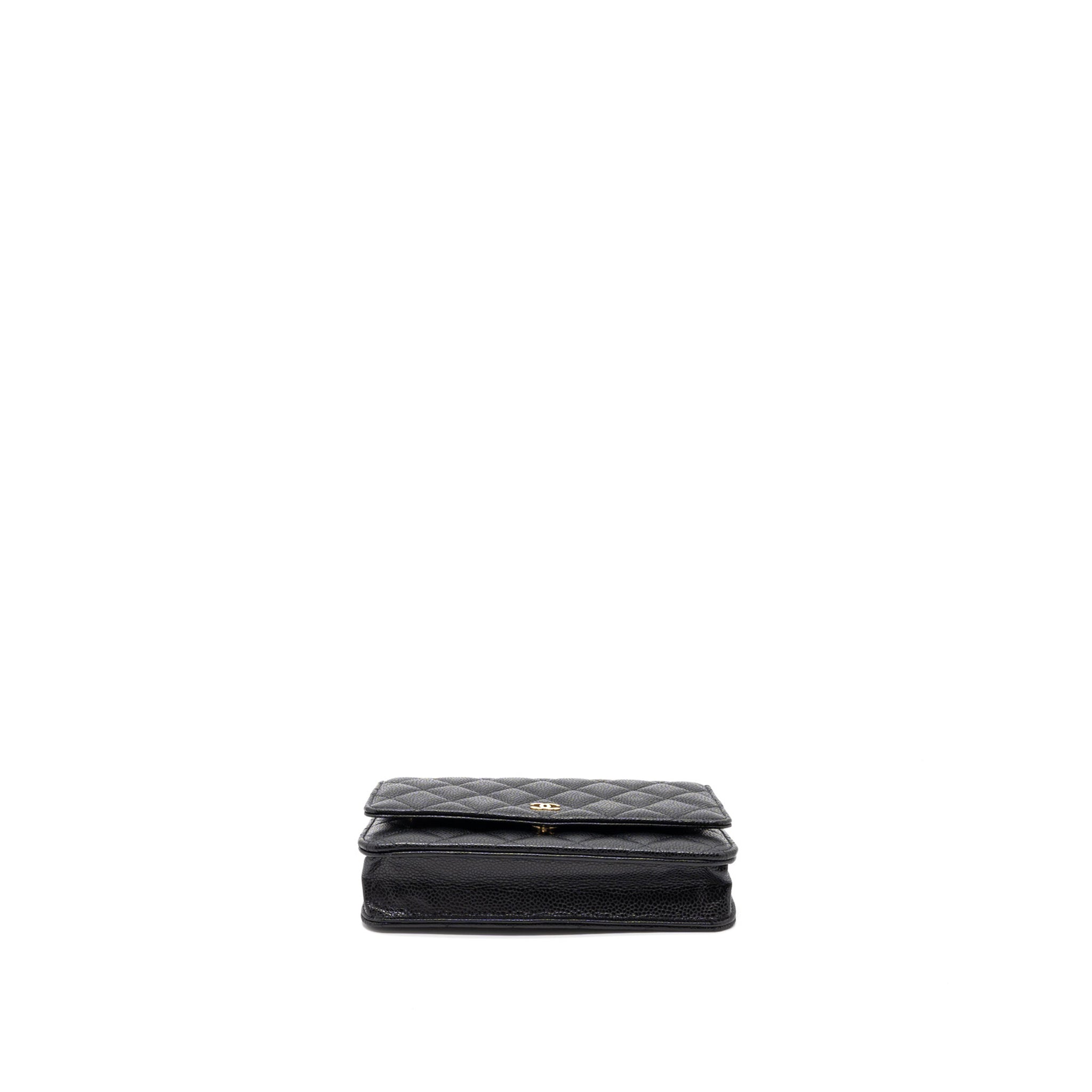 CHANEL CLASSIC WALLET ON CHAIN CAVIAR BLACK GHW (MICROCHIP)