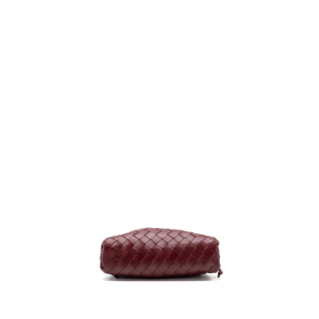 BOTTEGA VENETA MINI POUCH LAMBSKIN DARK RED GHW