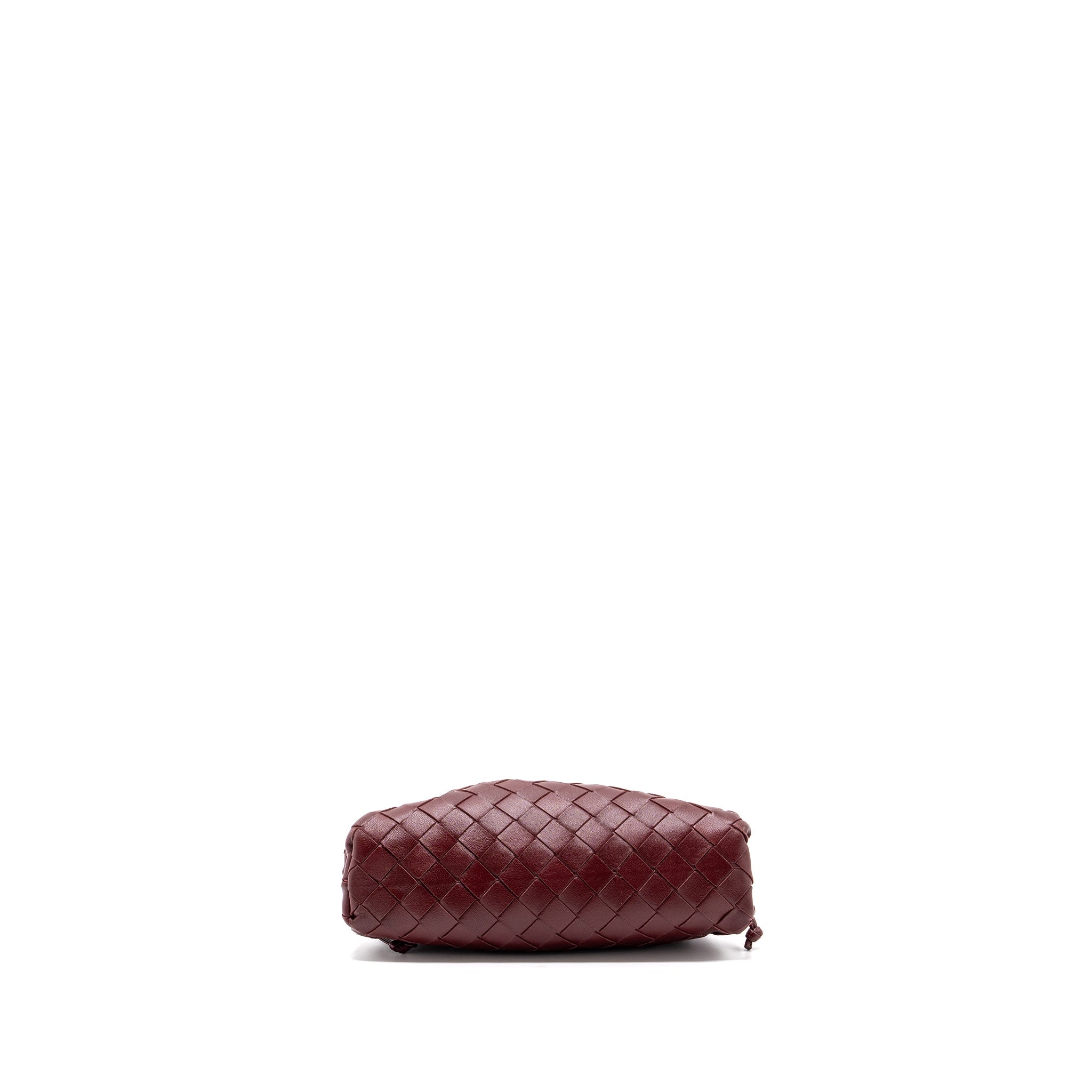 BOTTEGA VENETA MINI POUCH LAMBSKIN DARK RED GHW