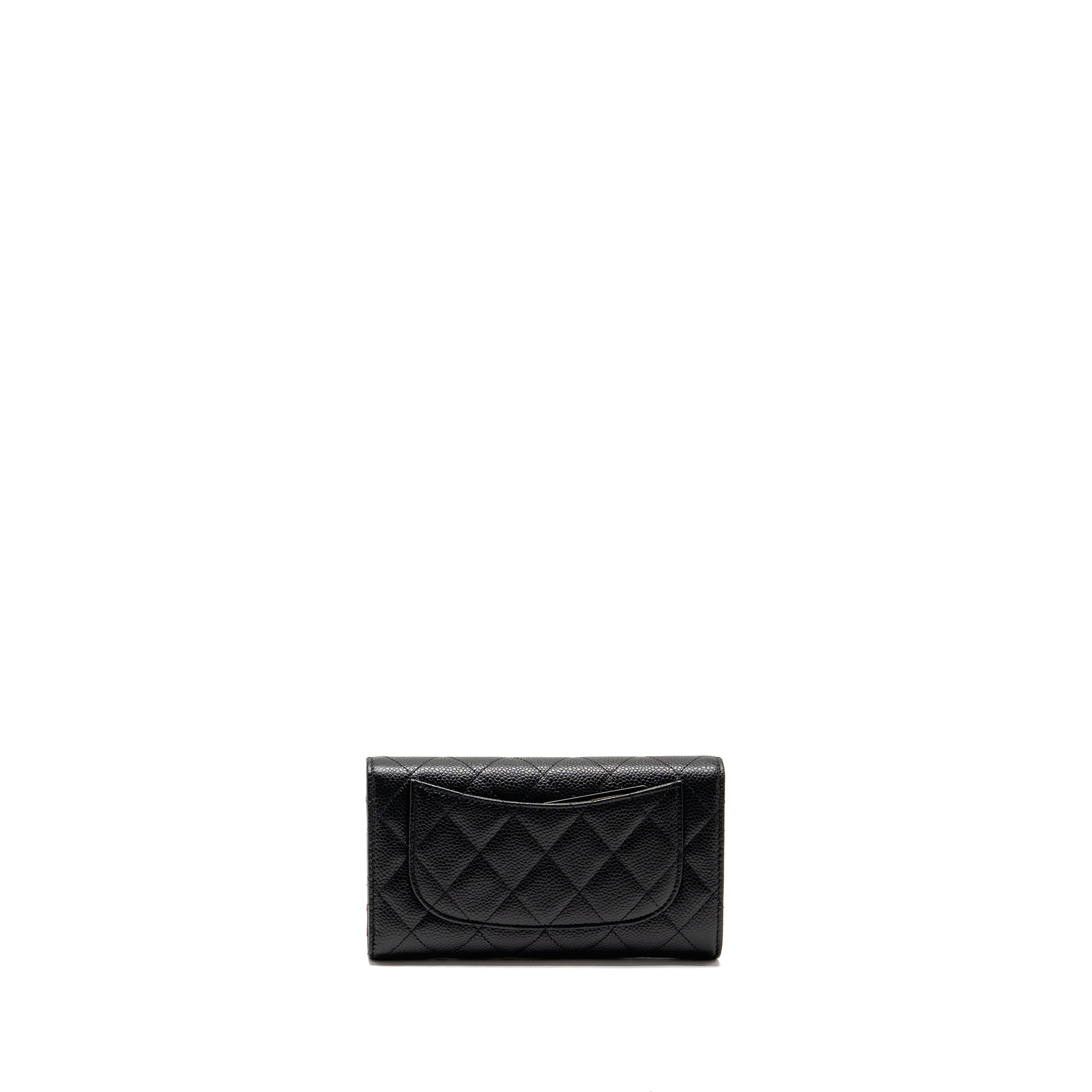 CHANEL CLASSIC CC FLAP LONG WALLET CAVIAR BLACK GHW
