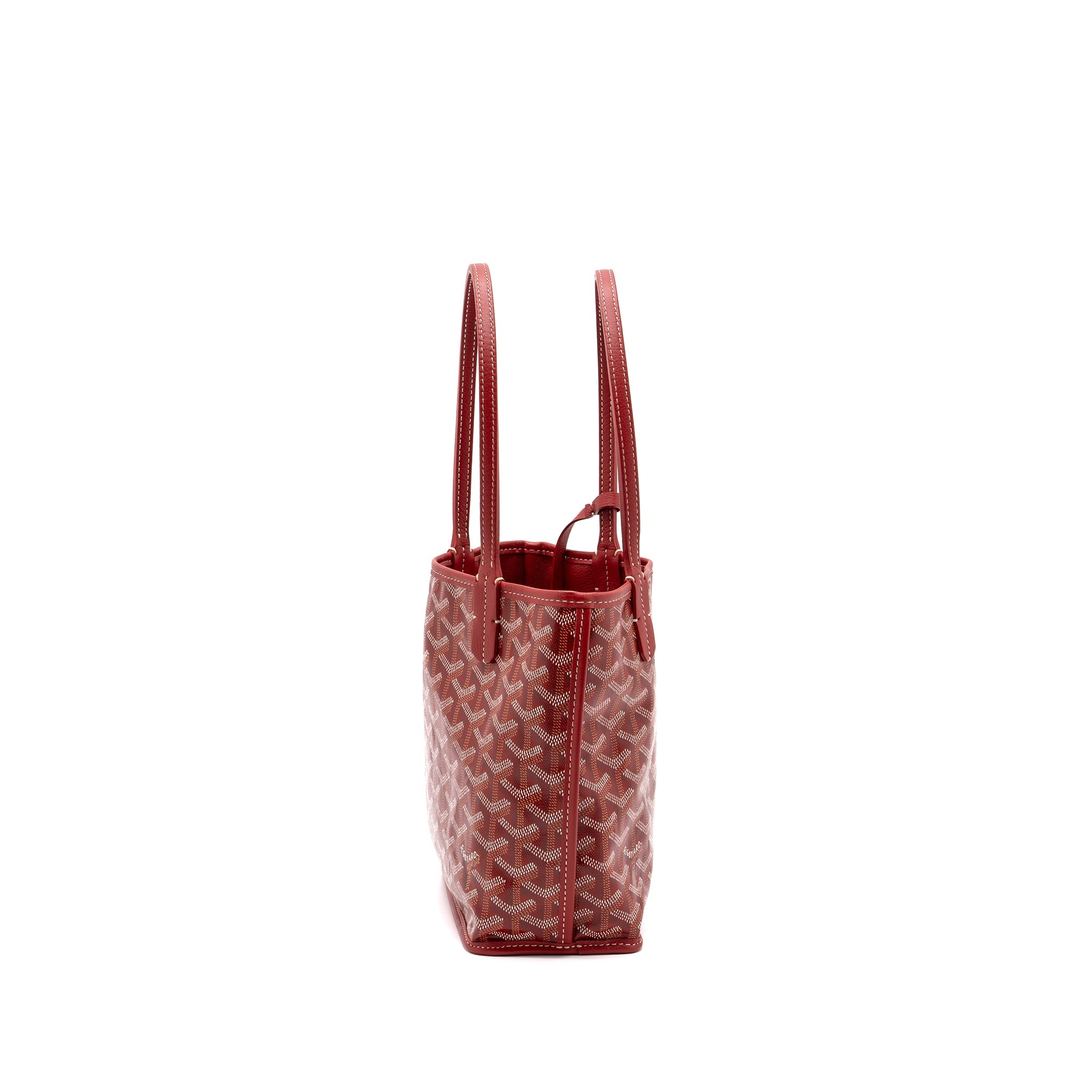 GOYARD MINI ANJOU TOTE BAG CANVAS/ CALFSKIN RED SHW