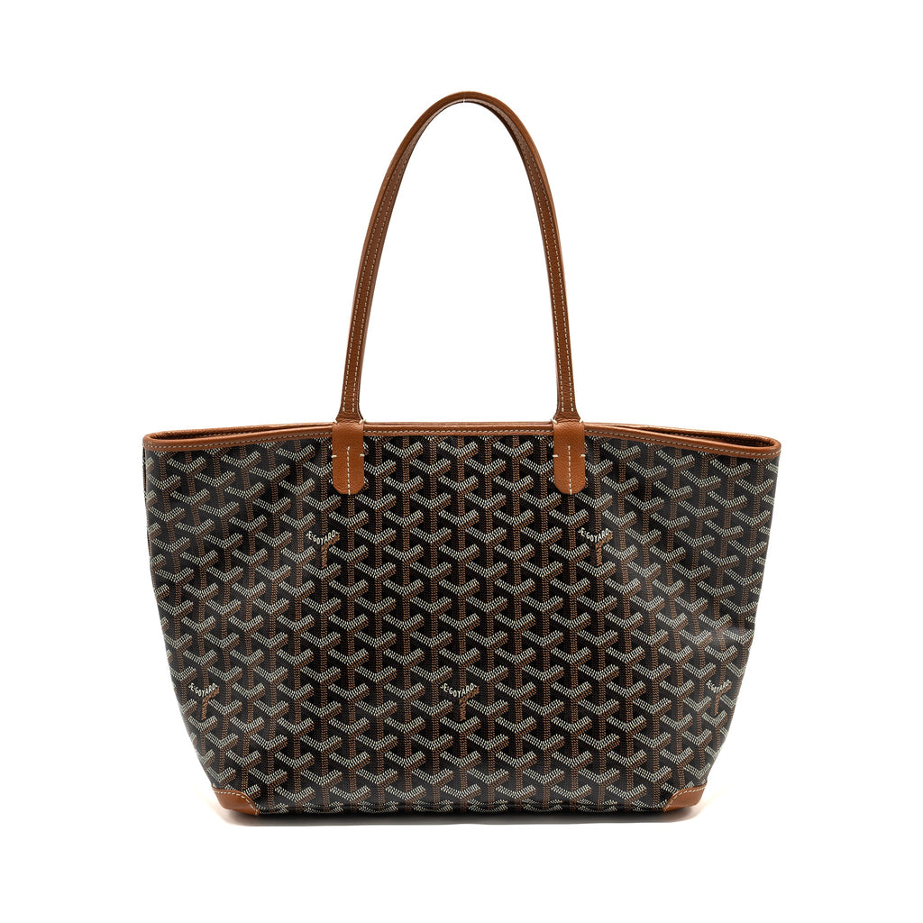 GOYARD ARTOIS PM TOTE BAG GOYARDINE CANVAS BLACK/TAN SHW