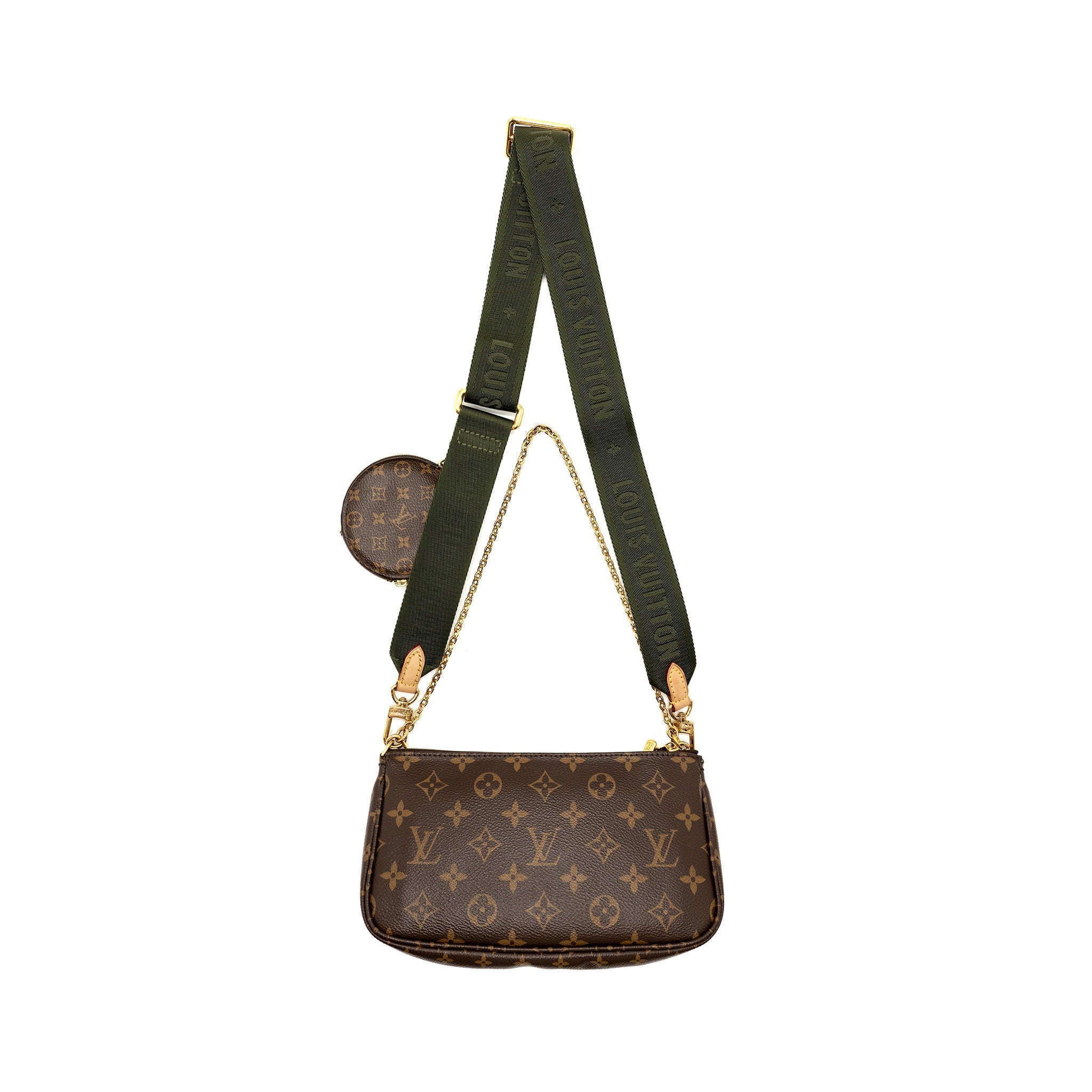LOUIS VUITTON MULTI POCHETTE MONOGRAM CANVAS KHAKI STRAP GHW