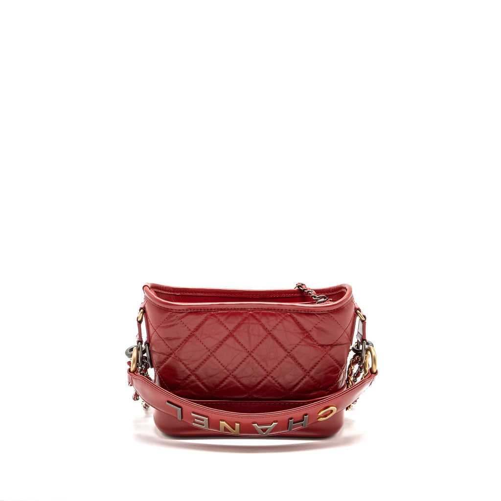 CHANEL SMALL GABRIELLE HOBO BAG WITH HANDLE CALFSKIN RED MULTICOLOUR HARDWARE