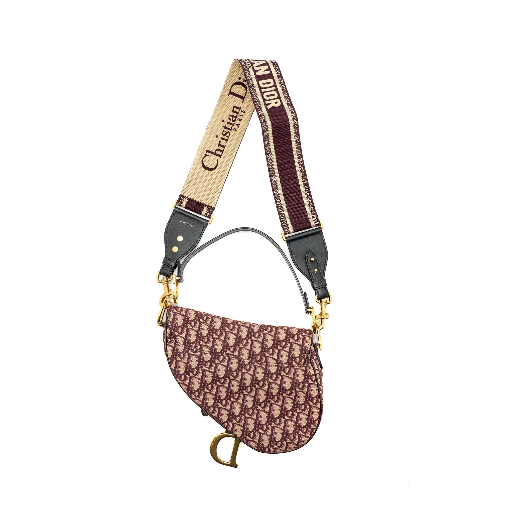 DIOR MEDIUM SADDLE BAG RED OBLIQUE EMBROIDERY GHW WITH AN EXTRA DIOR STRAP