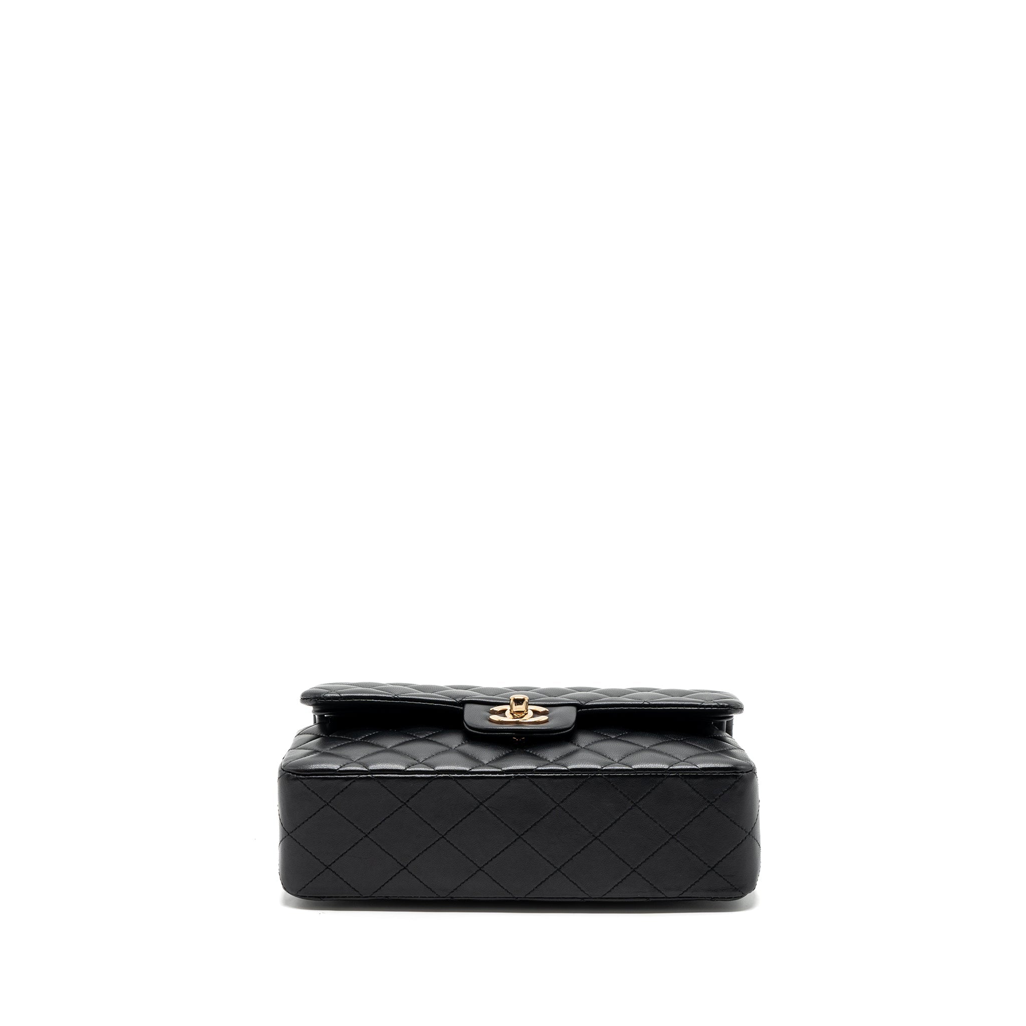 CHANEL SMALL CLASSIC DOUBLE FLAP BAG LAMBSKIN BLACK RGHW(MICROCHIP)