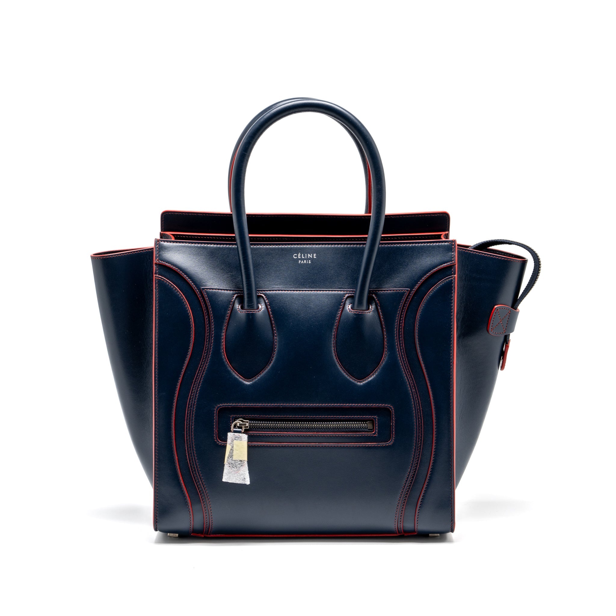 CELINE LUGGAGE TOTE BAG CALFSKIN BLUE/RED SHW