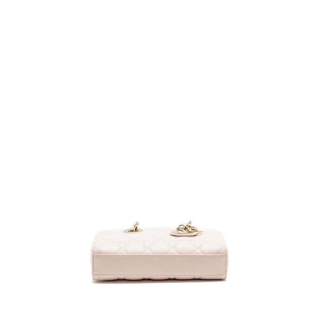 DIOR SMALL LADY D-JOY BAG CANNAGE LAMBSKIN POWDER PINK LGHW