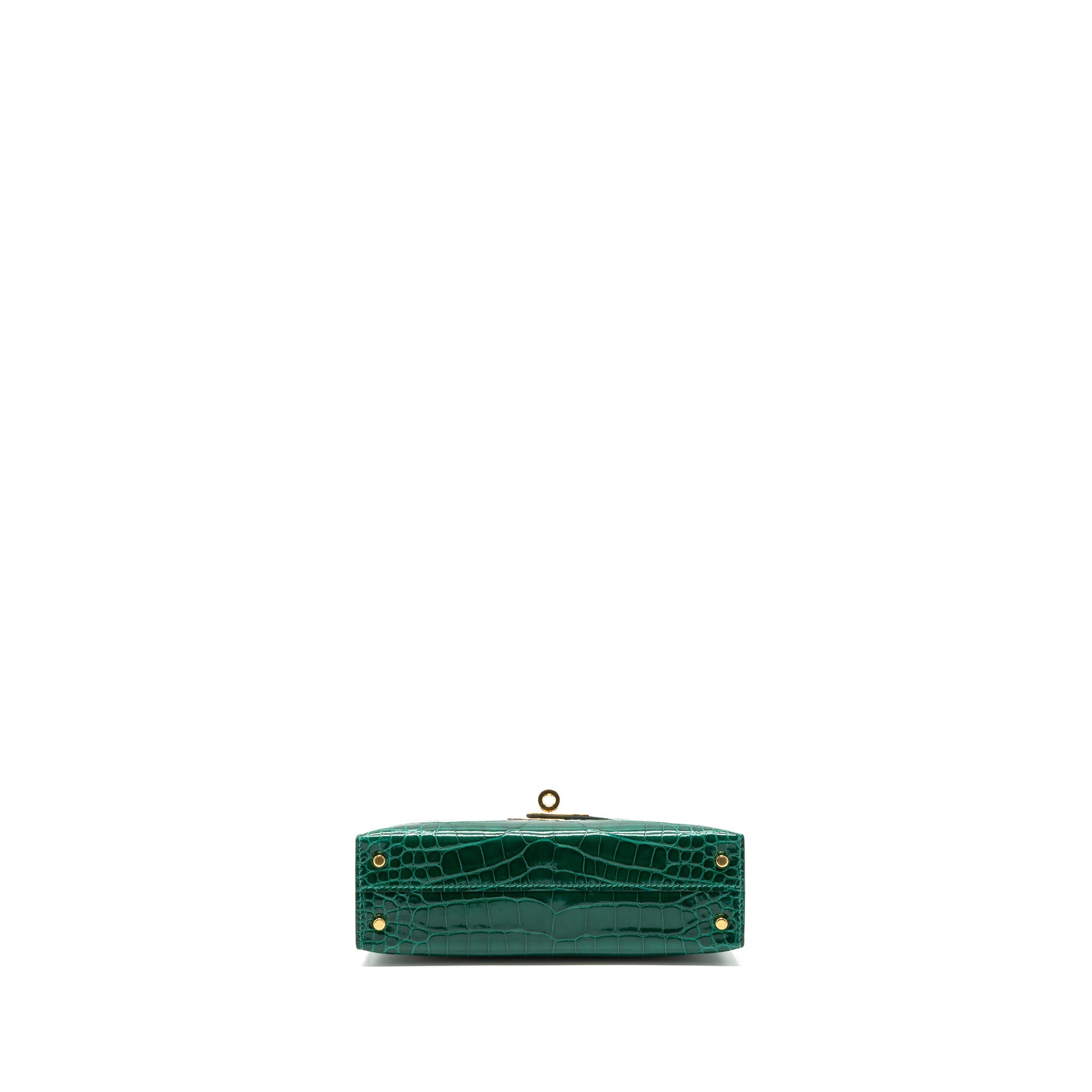 HERMES MINI KELLY II ALLIGATOR MISSISSIPPIENSIS LISSE 6Q VERT EMERAUDE GHW