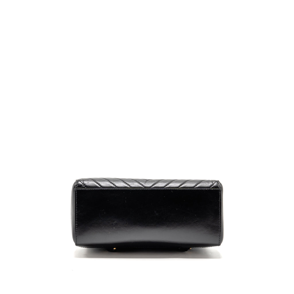 CHANEL CHEVRON FRAME QUILTED BACKPACK AGED CALFSKIN BLACK GHW