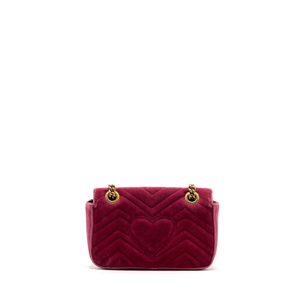 GUCCI SMALL GG MARMONT SHOULDER BAG VELVET PINK GHW