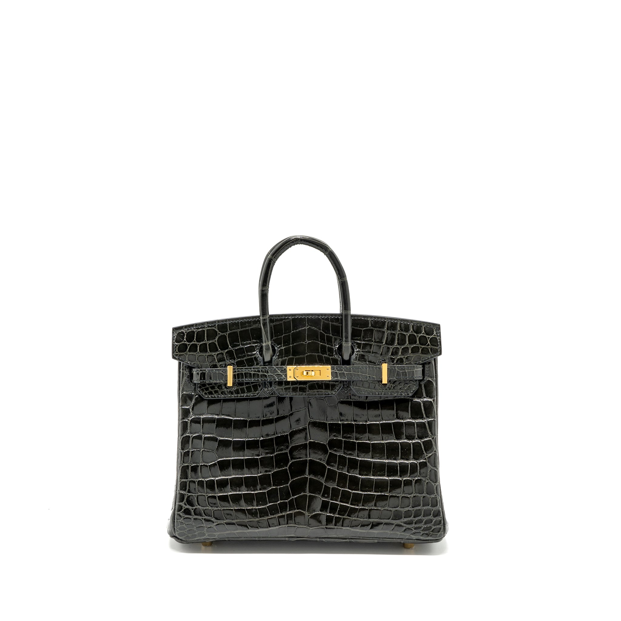 HERMES BIRKIN 25 SHINY CROCODILE NILOTICUS 88 GRAPHITE GHW