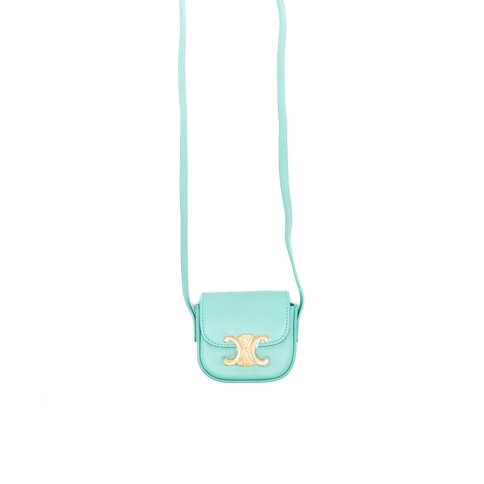 CELINE MINI CLAUDE SHINY CALFSKIN BLUE GHW