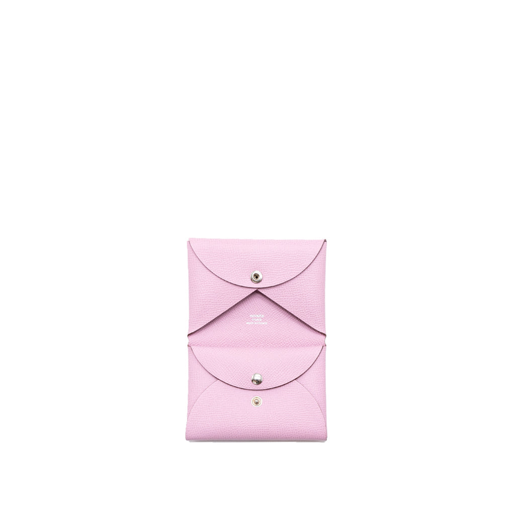 HERMES CALVI DUO CARD HOLDER EPSOM X9 MAUVE SYLVESTRE SHW