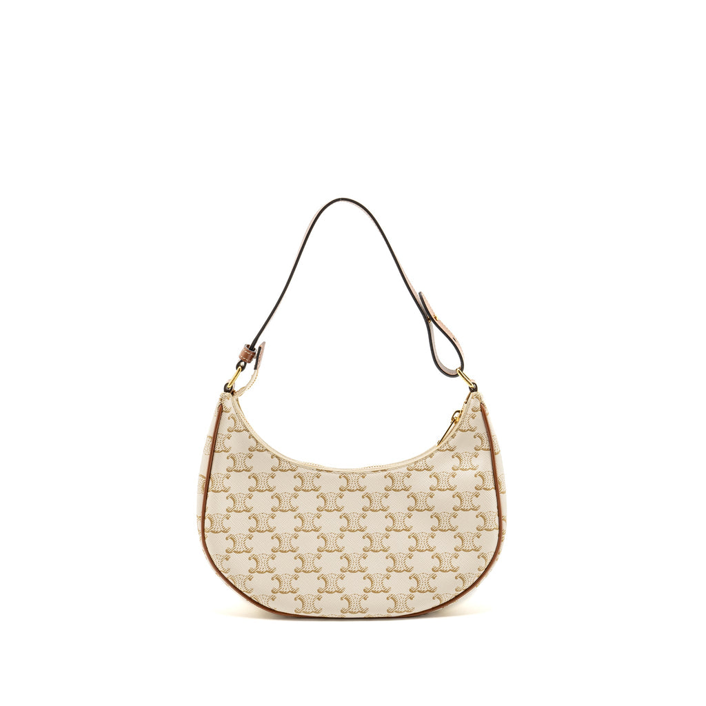 CELINE AVA BAG TRIOMPHE CANVAS/CALFSKIN WHITE/BROWN GHW