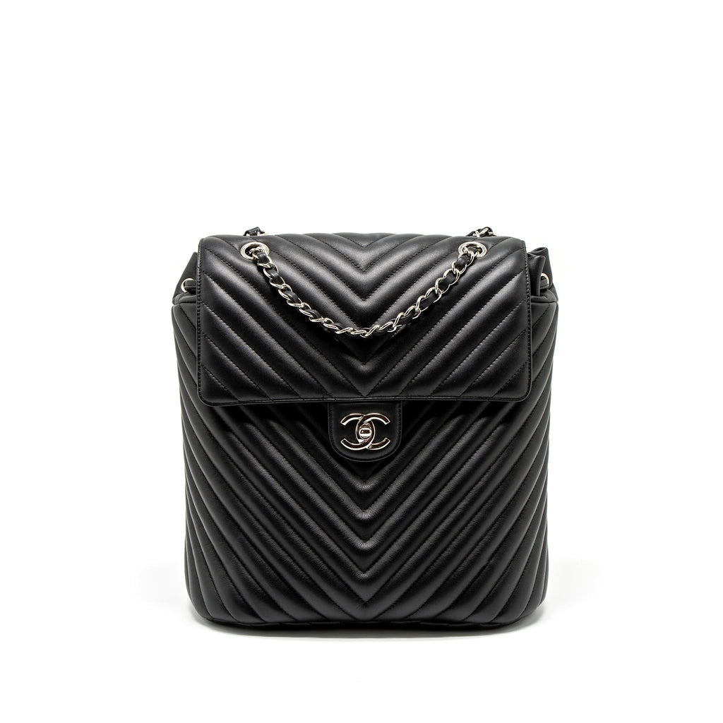 CHANEL URBAN SPIRIT BACKPACK CHEVRON CALFSKIN BLACK SHW