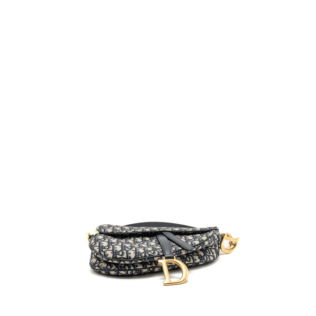 DIOR MEDIUM SADDLE BAG BLUE DIOR OBLIQUE JACQUARD CANVAS/CALFSKIN GHW