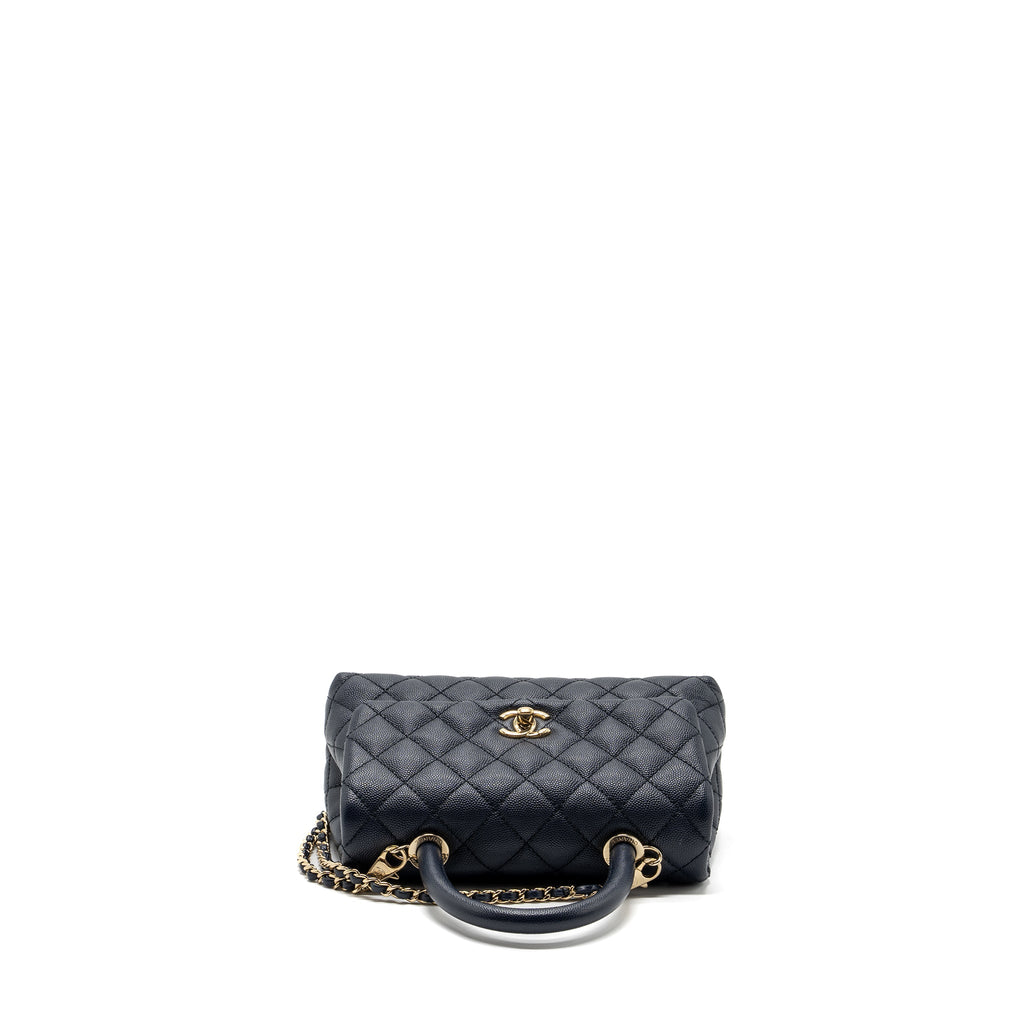 CHANEL SMALL COCO HANDLE BAG CAVIAR NAVY LGHW