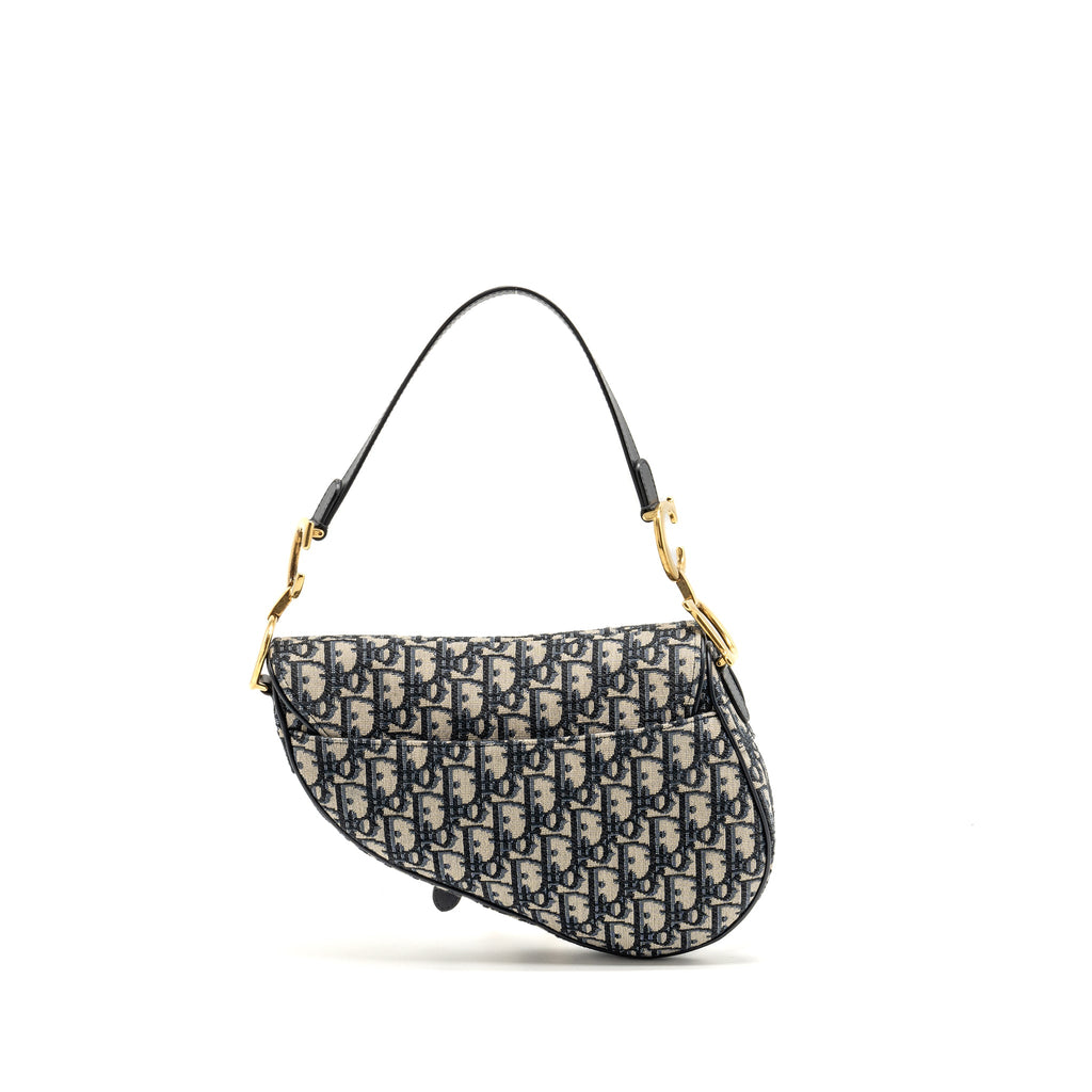 DIOR MEDIUM SADDLE BAG BLUE DIOR OBLIQUE JACQUARD CANVAS/CALFSKIN GHW