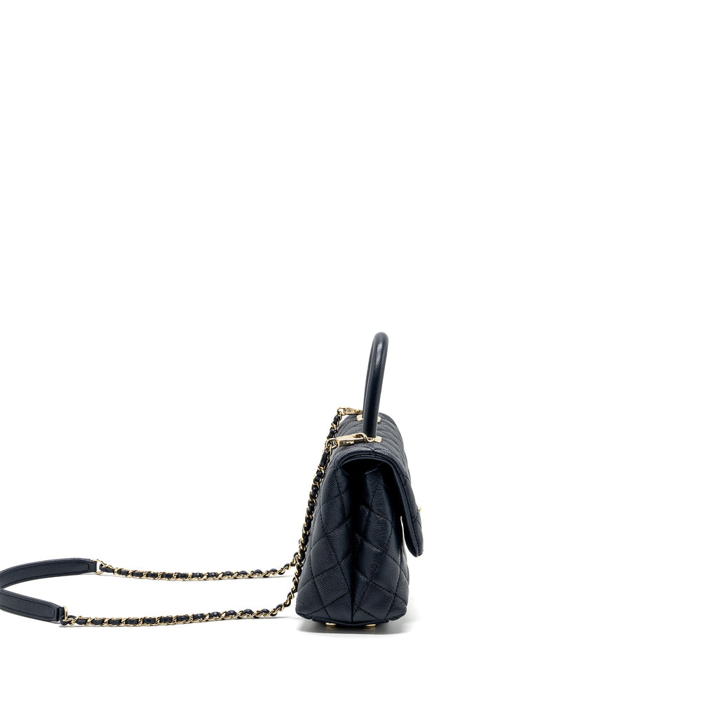 CHANEL SMALL COCO HANDLE BAG CAVIAR NAVY LGHW