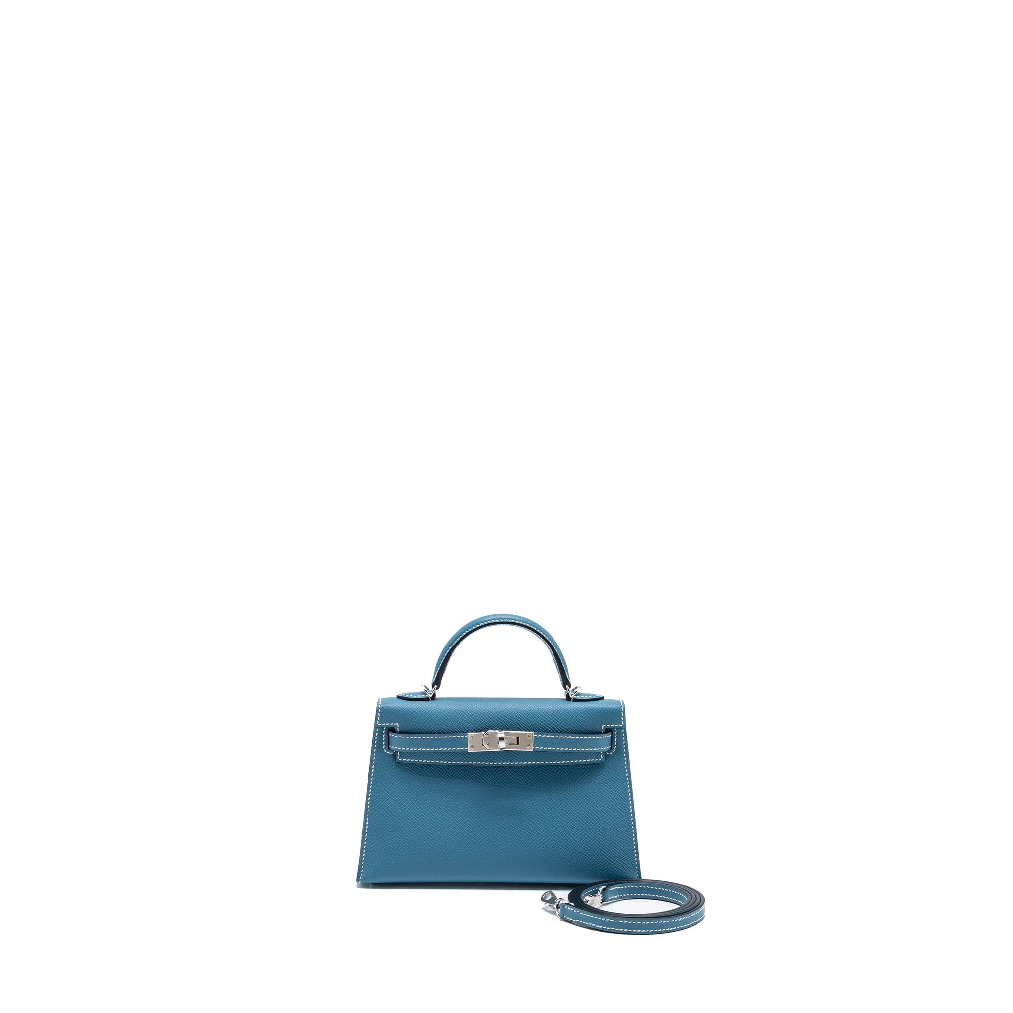 HERMES MINI KELLY II EPSOM NEW BLUE JEAN SHW
