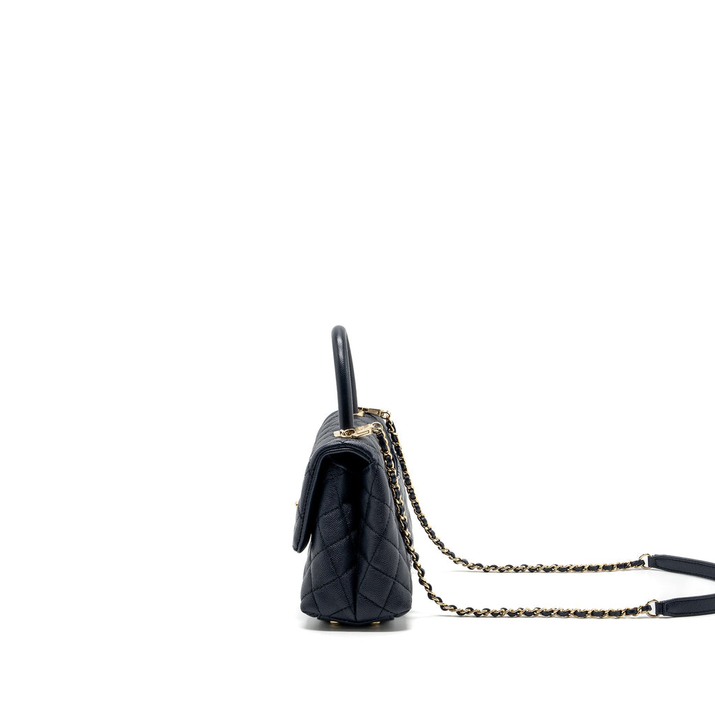 CHANEL SMALL COCO HANDLE BAG CAVIAR NAVY LGHW