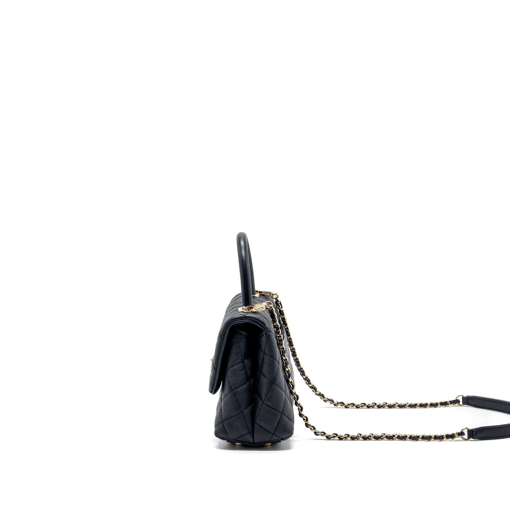 CHANEL SMALL COCO HANDLE BAG CAVIAR NAVY LGHW