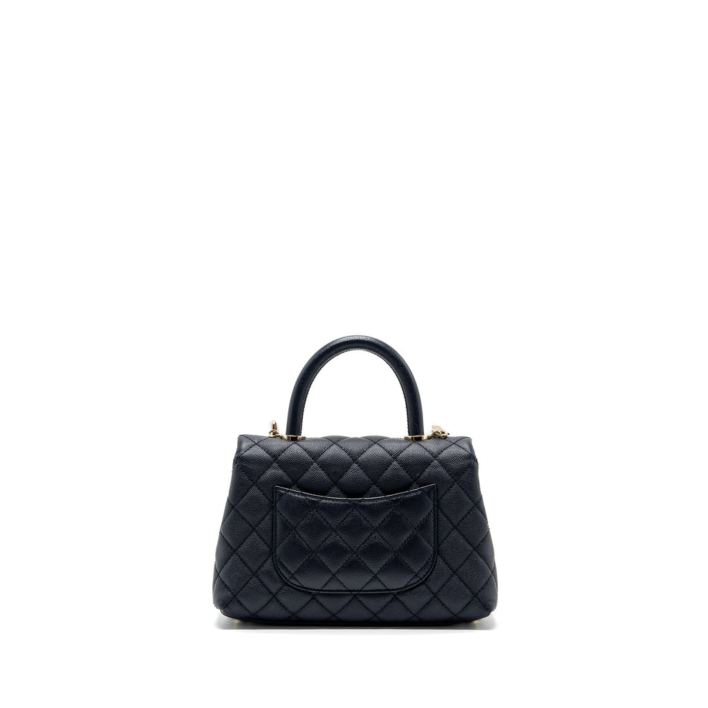 CHANEL SMALL COCO HANDLE BAG CAVIAR NAVY LGHW